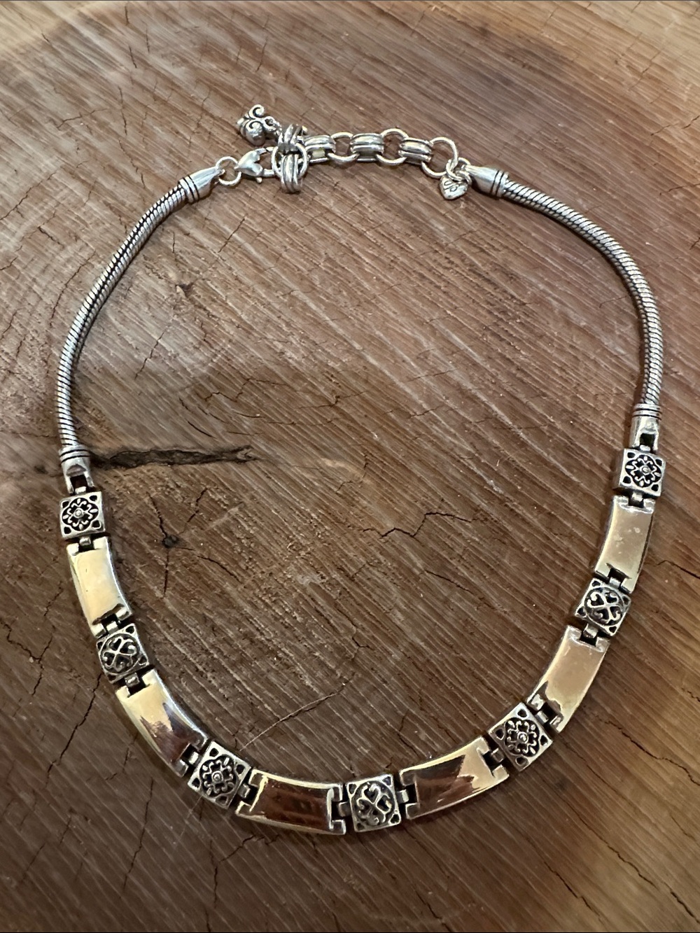 Brighton Silver-Tone Floral Link Necklace